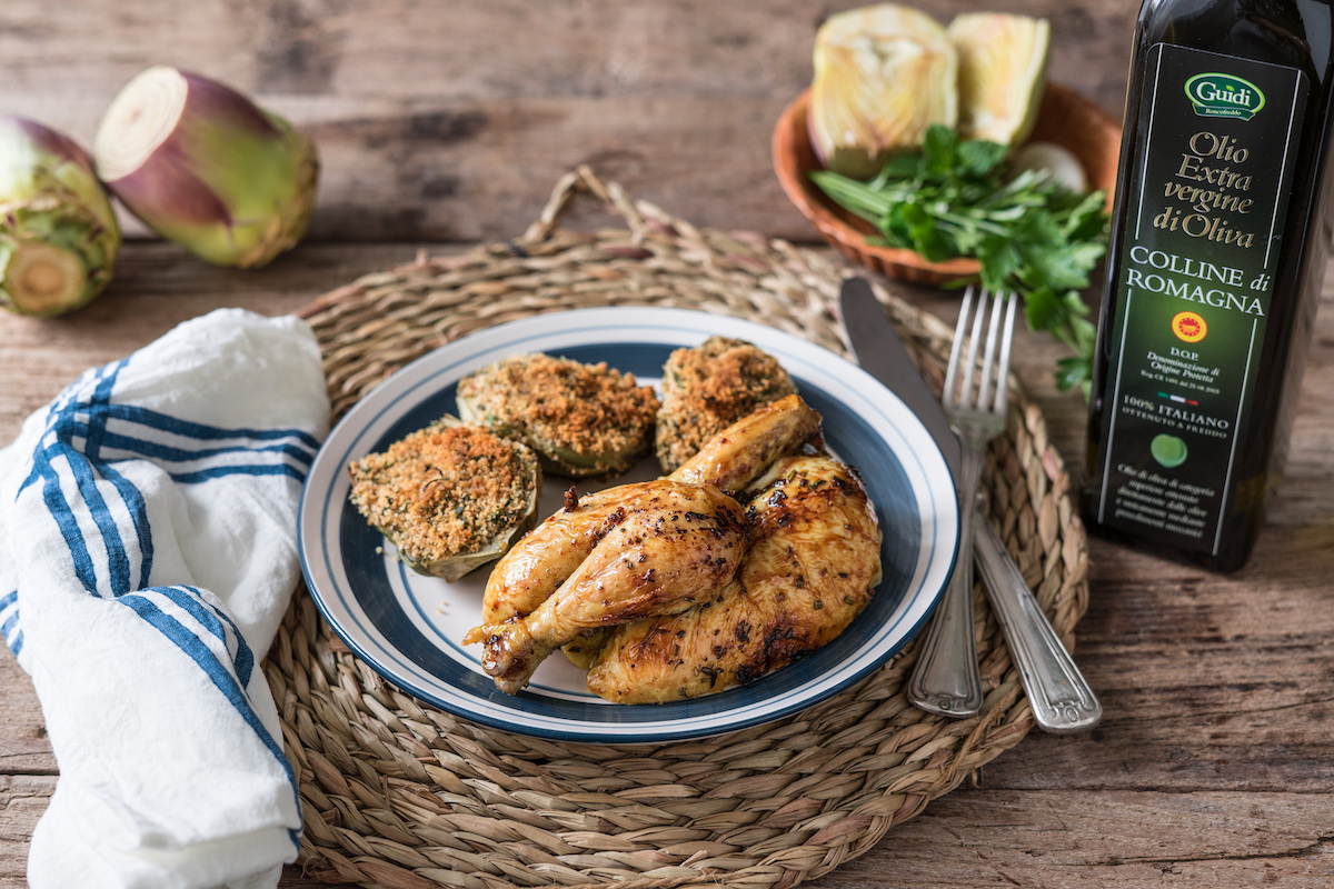 galletto al forno con carciofi panati ricetta