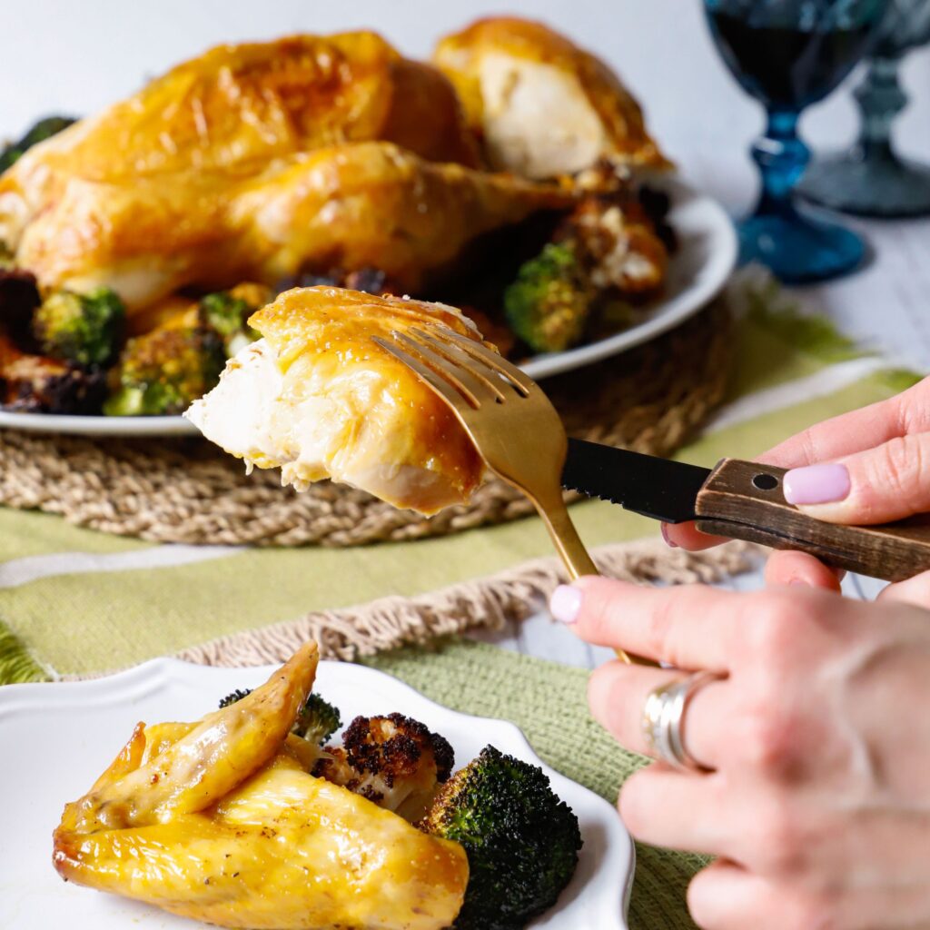 Pollo arrosto cavolfiori e broccoli