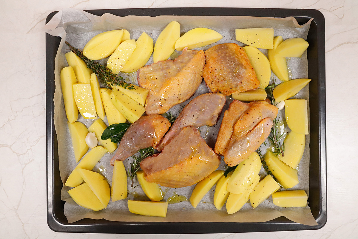 faraona al forno con patate
